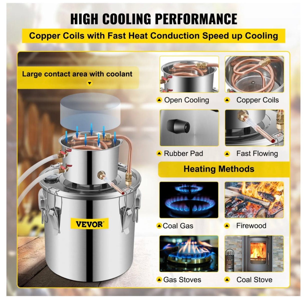 Alcohol Distiller Water Wine Home Copper Boiler Moonshine Still 12L 3Gal