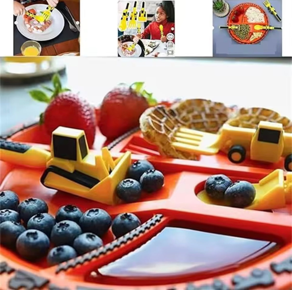 Excavator Fork Spoon Shovel Board Fun Tableware Safe Practical Bulldozer Dinosaur Food Supplement Tableware Set Kitchen Supplies