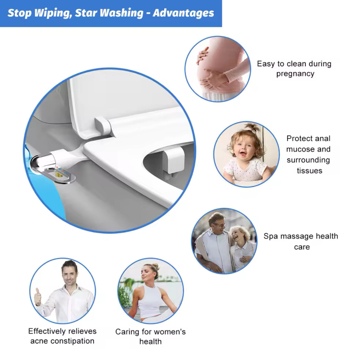 Bidet Toilet Seat New Lightweight Ultra-thin Non-Electric Double Nozzle Adjustable Water Pressure
