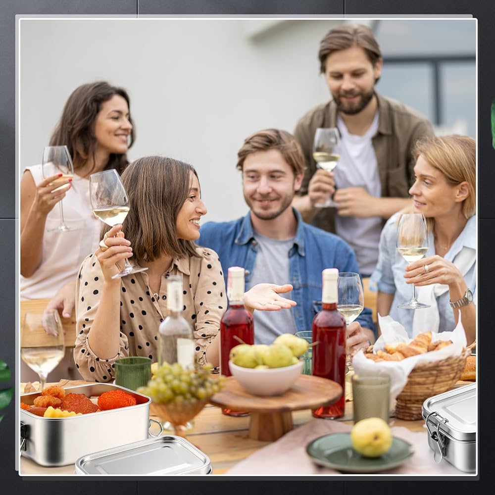 4 Pcs Stainless Steel Bento Box 550ml Metal Lunch Box Food Storage Containers Metal Lunch Container, Lockable Clips to Leak Proof, Reusable Dishwasher Safe Lunch Snack Boxes for Work, School