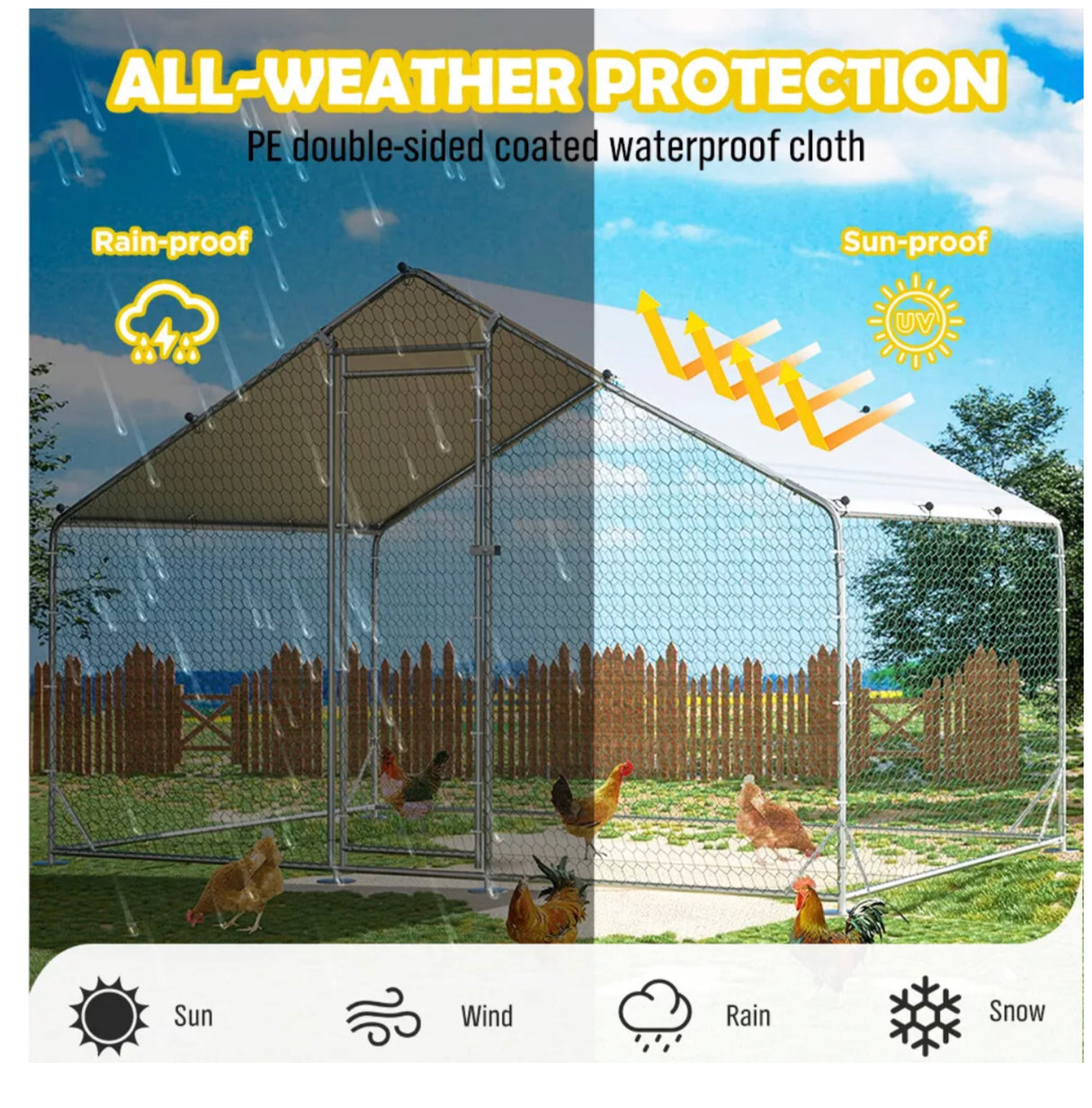 Large Outdoor Dog Kennel Pet Dog Cat Playpen Backyard Dog House Enclosure