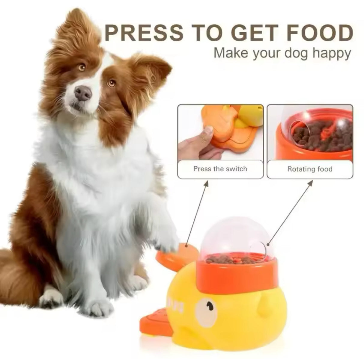 2-in-1 Interactive Dog Toy Pet Automatic Food Treat Dispenser Cartoon Duck Design Slow Food Pet Snack Feeder for Dog Training