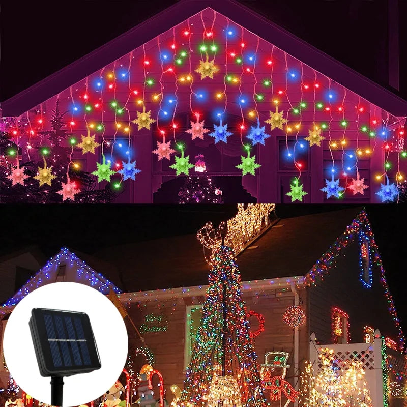Solar Snowflake Lights Outdoor for Xmas Garden Patio Party Home Holiday New Year Celebration Decor