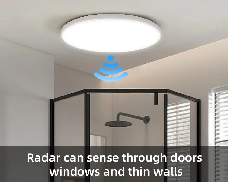 Radar Sensor Ceiling Light Led Pacel Lamps for Bathroom Hallways Porch Waterproof 20W 30W Smart Ceiling Lamp Led Panel Lighting