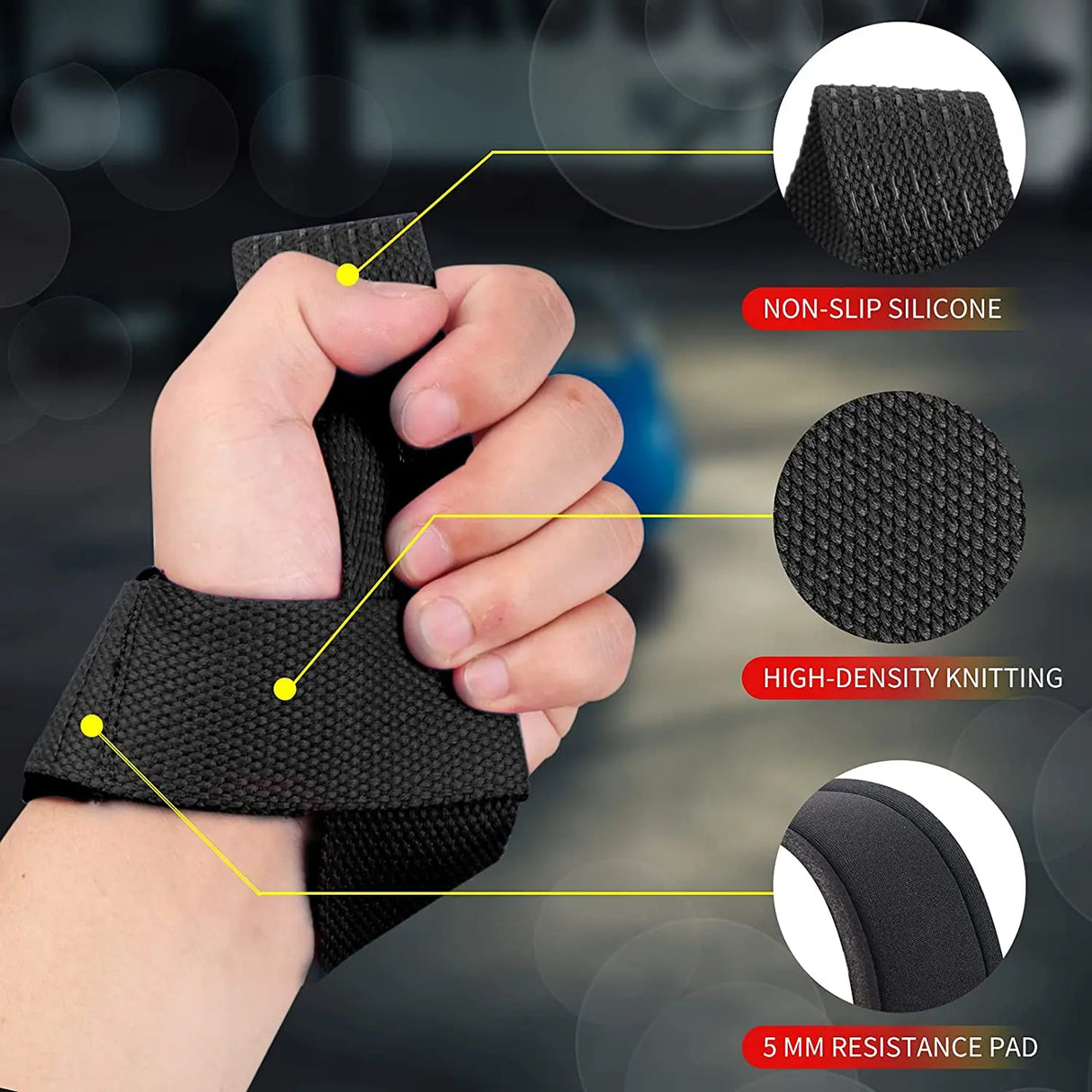 2PC/4PC/3PAIR Weightlifting Straps Anti-Slip Silicone Lifting Wrist Straps Strength Training Deadlifts Crossfit Hand Grips Wrist