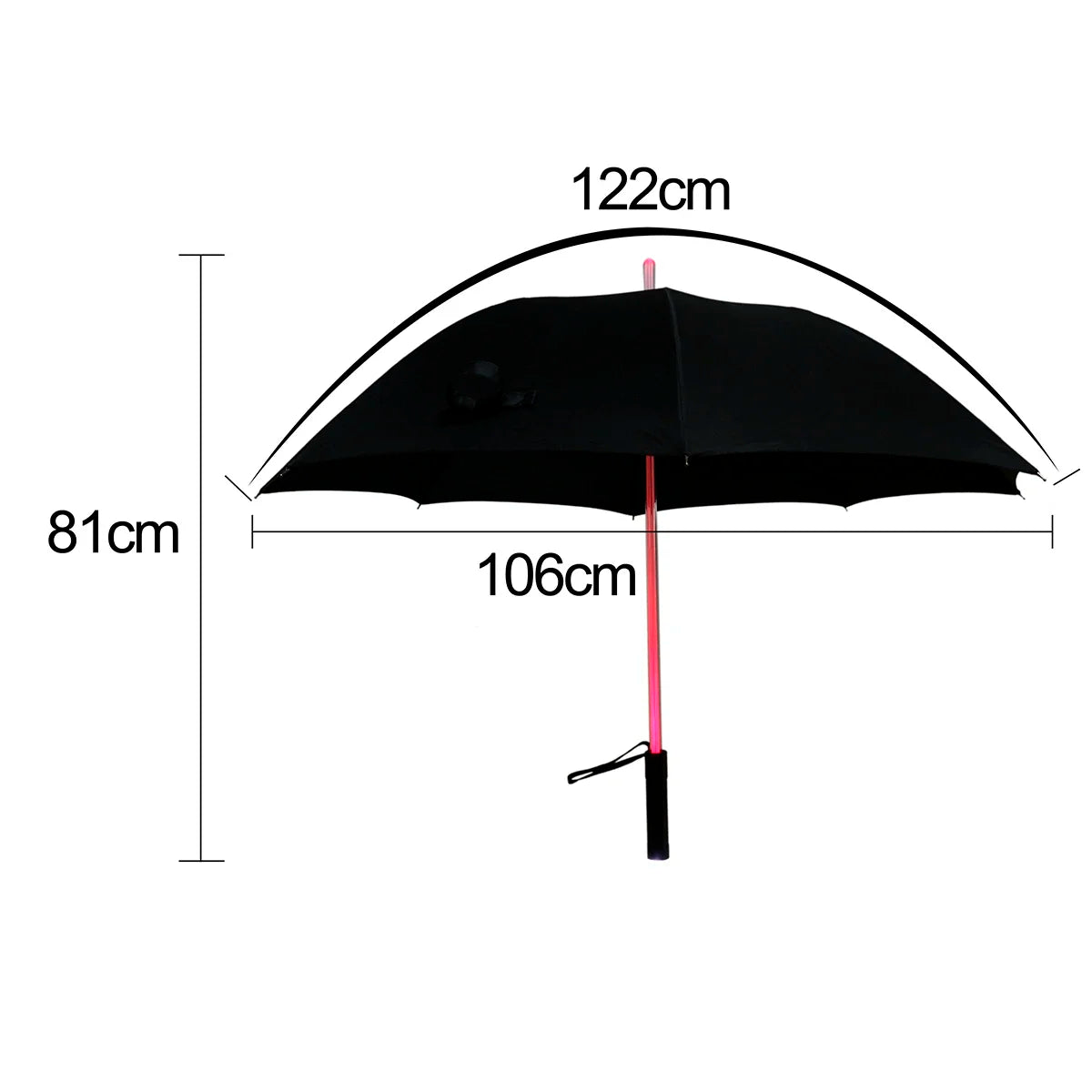 LED Light Up Umbrellas with Flashlight Handle, Clear, Black, Gray, Red