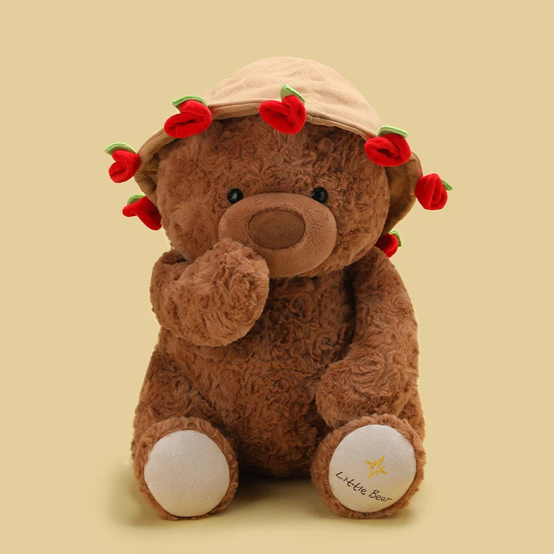 Teddy Bear with Roses Plush Toy Soft Bear Stuffed Doll Romantic Gift for Lover Home Decor Girls Birthday Gift