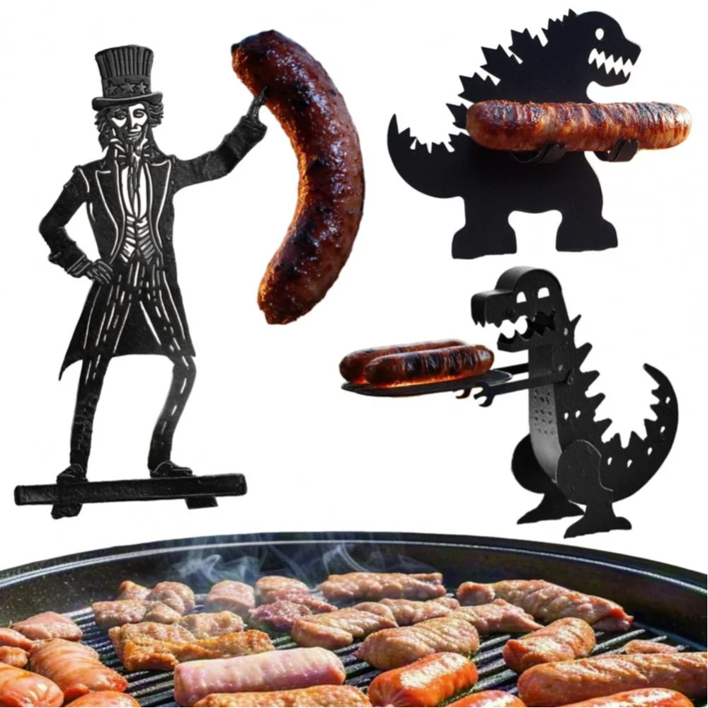 BBQ Accessory Portable Camping Hot Dog Grill Holder Rust-proof Sausage Stand Rack for Funny Bbq Heat-resistant Outdoor Sausage