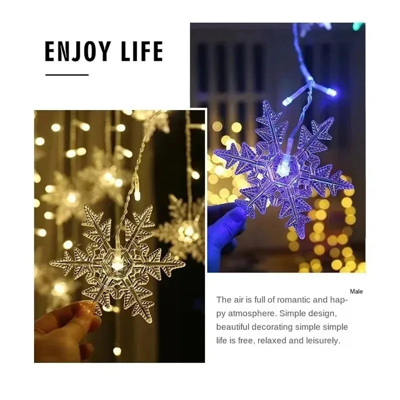 Solar Snowflake Lights Outdoor for Xmas Garden Patio Party Home Holiday New Year Celebration Decor