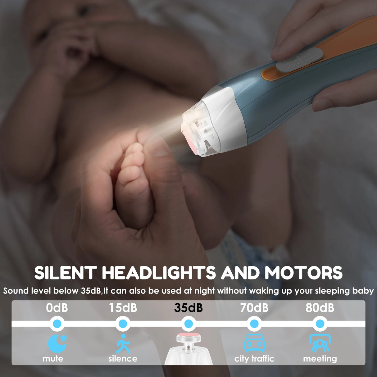 Nail File Quite Compact USB Charging Baby Toenails Clipper With LED Light Adjustable Speed Electric Fingernails File for Newborn