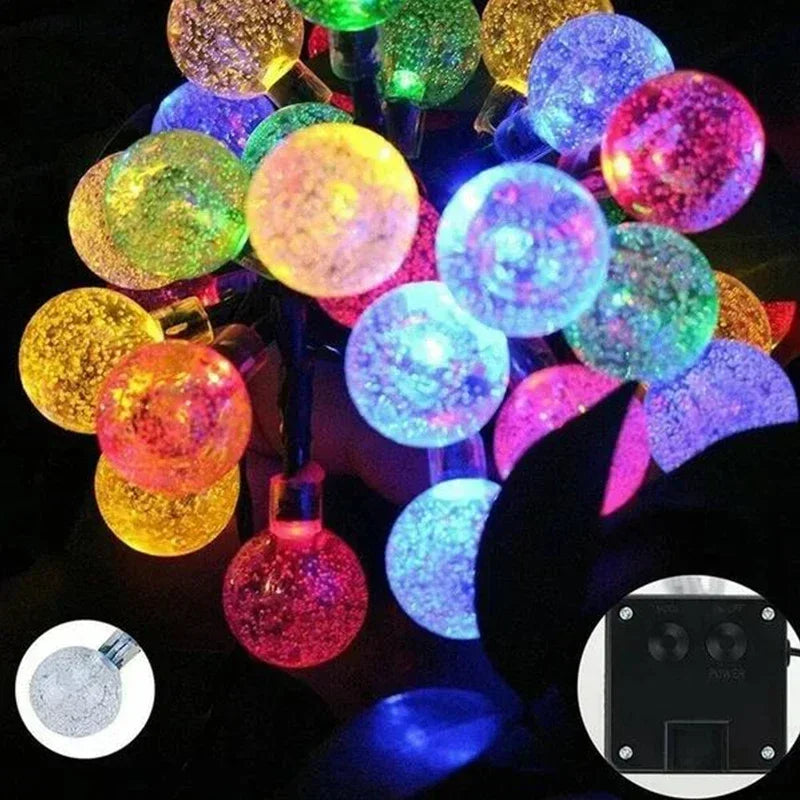 Solar String Lights Outdoor Crystal Fairy Light Chritmas Garland 8 Modes Waterproof Patio Light for Garden Party Decor
