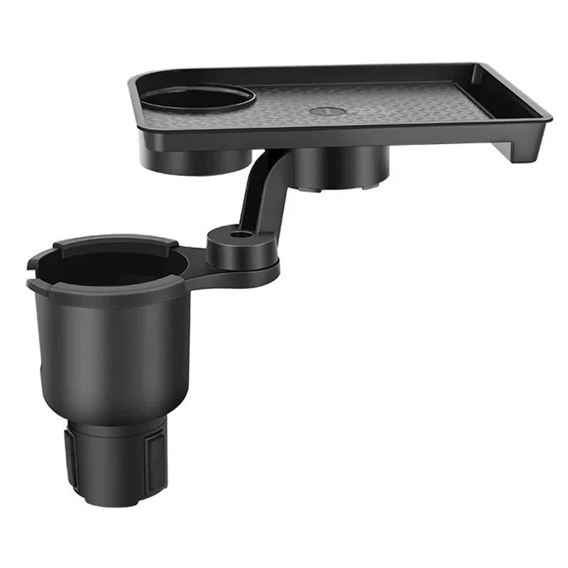 Car Cup Holder Expender Multi-Function Drink Holder with Food Table 360 Degree Adjustable Base Tray for Lunch Snack