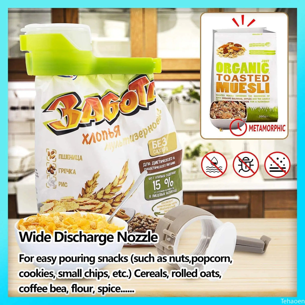 Snack Sealing Clip Fresh Keeping Sealer Clamp Plastic Food Saver Travel Kitchen Gadgets Seal Pour Food Storage Bag Cap Clip