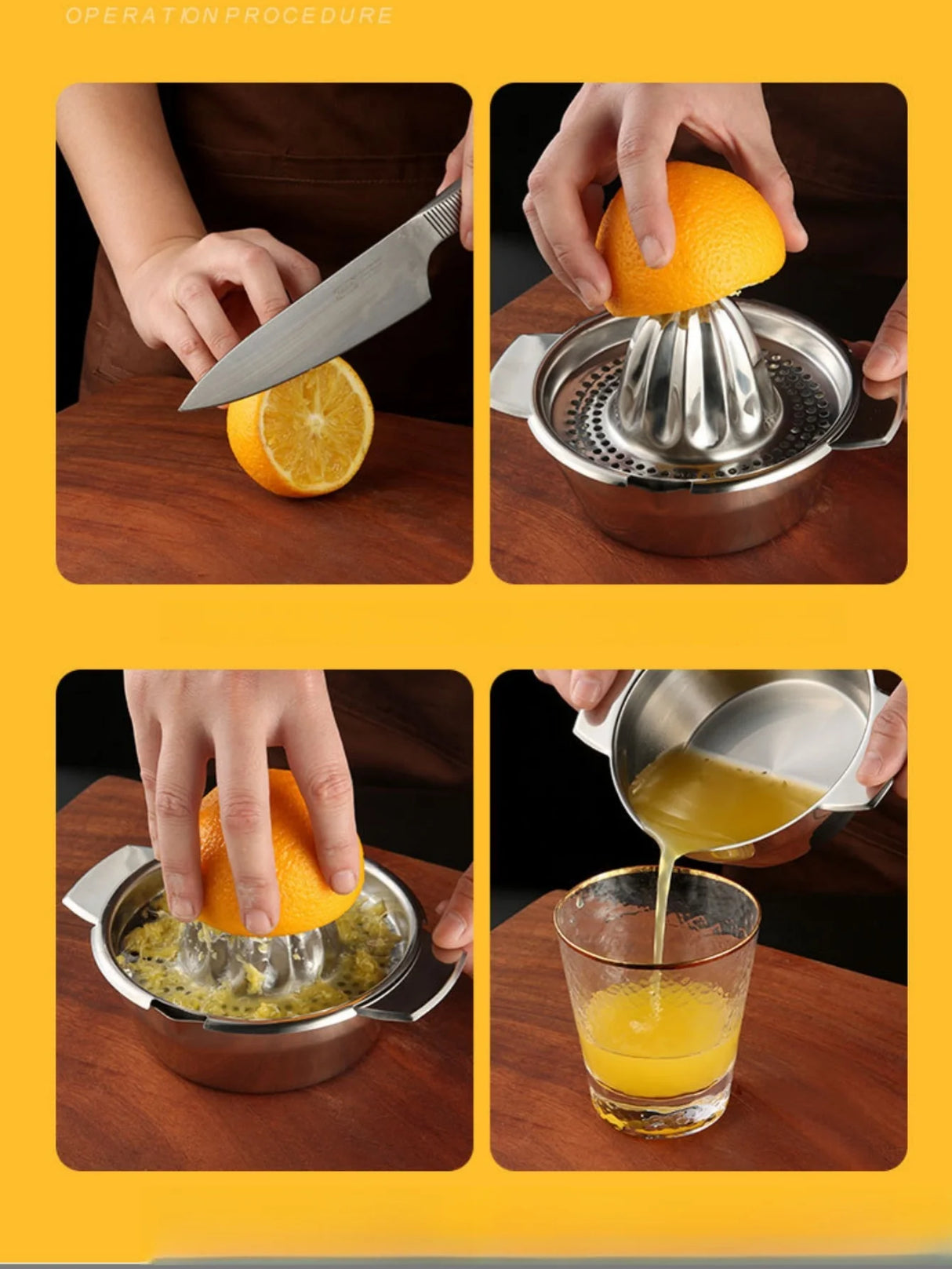 Manual Stainless Steel Lemon Orange Squeezer Citrus Juicer Hand Press with Bowl And Strainer for Fresh Juice Extraction