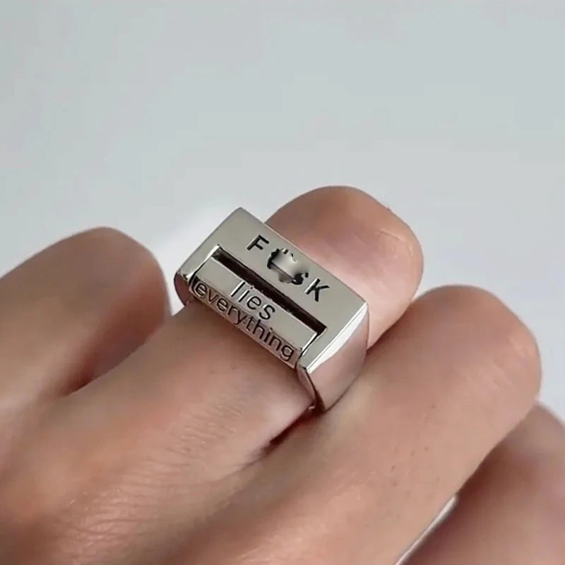 Personalized Rotating Text 'You & Me' Couple Ring for Men And Women Gothic Punk Hip Hop Jewelry Unique Love Gift