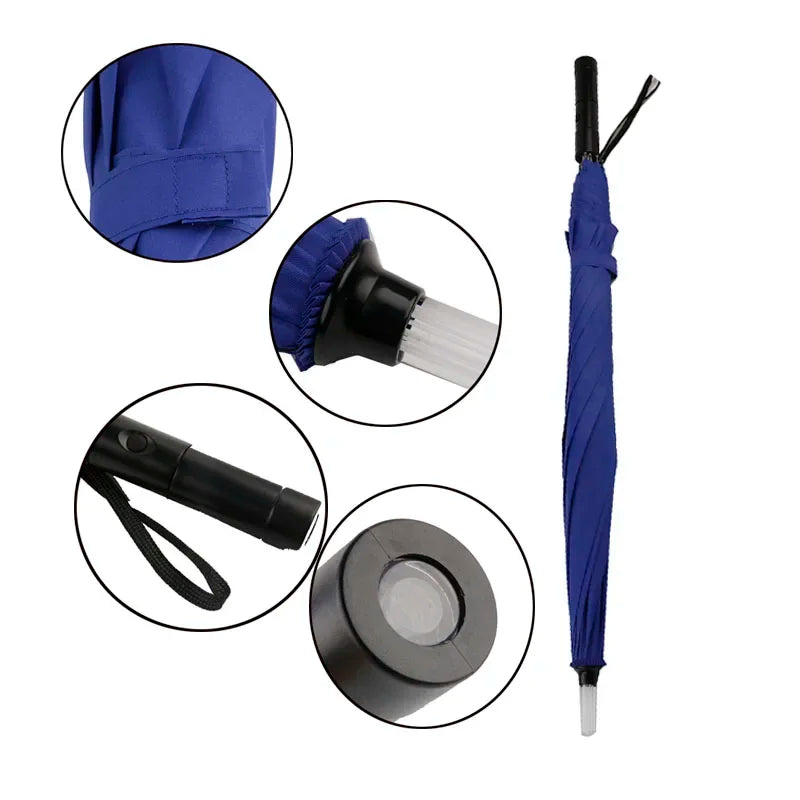 LED Light Up Umbrellas with Flashlight Handle, Clear, Black, Gray, Red