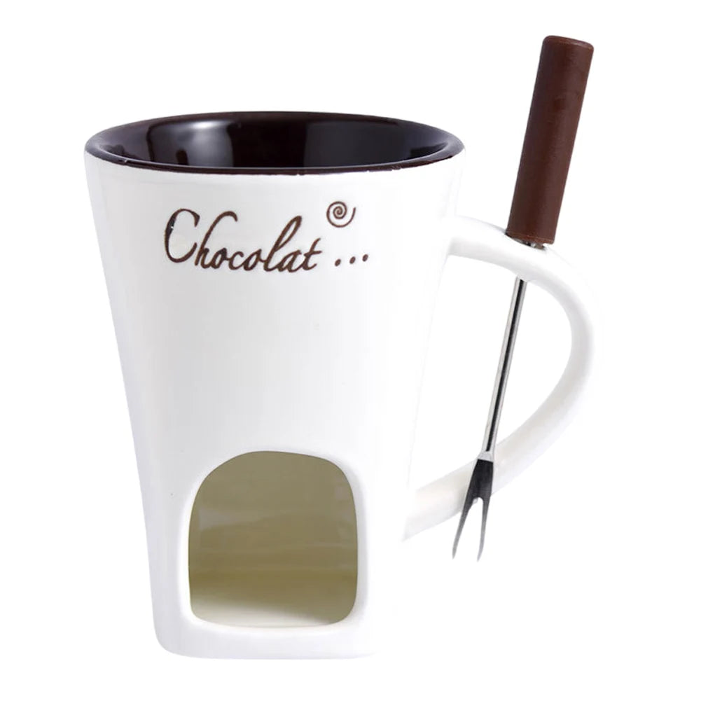 Sweet Fondue Cup for Date Night and More, Chocolate Melting Cup Set with Forks, Perfect as Fondue Mug or Chocolate Fondue Mug - Ideal Gifts for Birthday, Wedding, Mini Simmer Mug