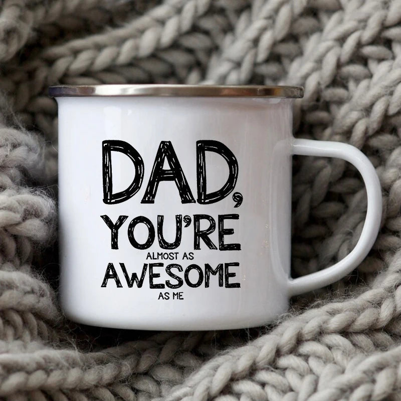 Dad Nutritional Facts Coffee Mug Enamel Cup for Papa Daddy Stepdad Father’s Day Gift Best Dad Ever Cups Dad Gifts From Kids