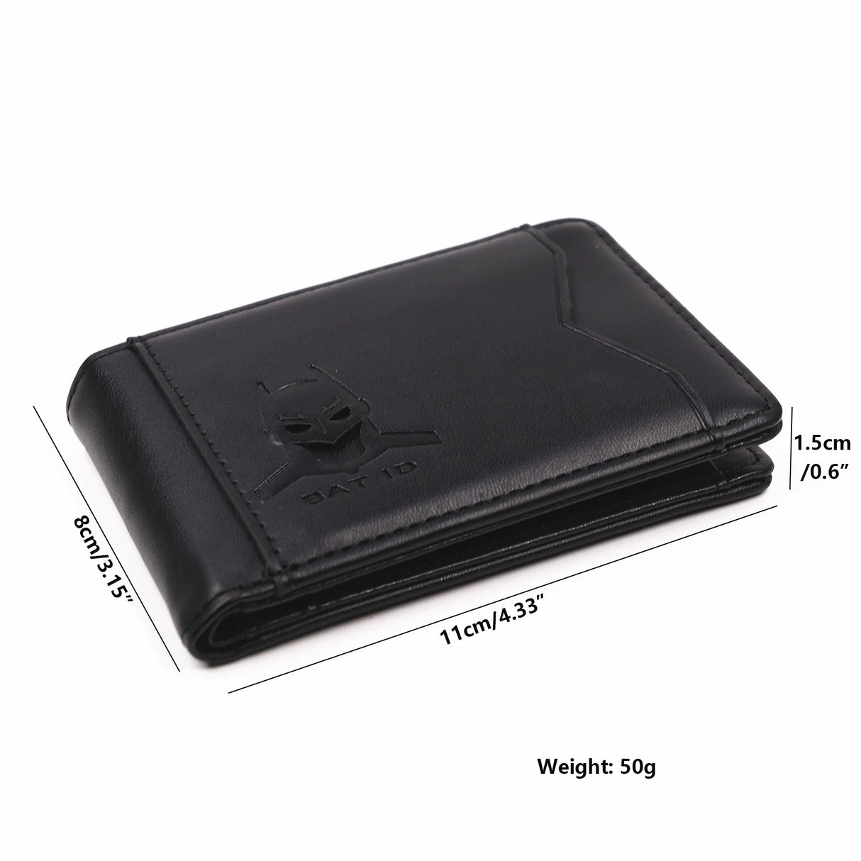 Leather Bat ID Wallet Slim Bifold Credit Card Holder Case With Cutout Superhero Face Eyes Mask Gift