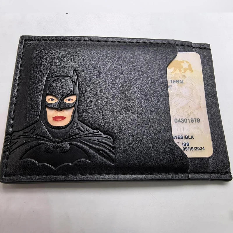 Leather Bat Wallet Personalized Superhero Mask Card Holder Bat ID Heroic Wallet Gift Unisex