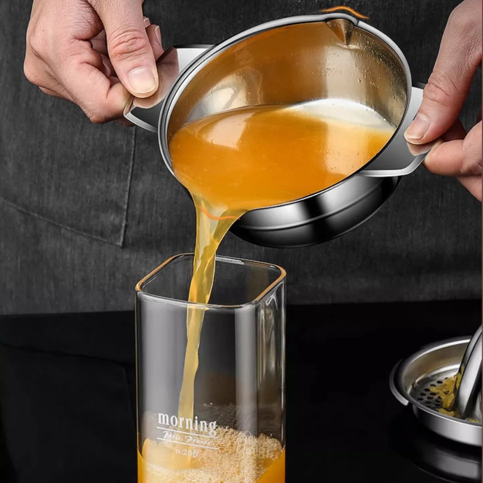 Manual Stainless Steel Lemon Orange Squeezer Citrus Juicer Hand Press with Bowl And Strainer for Fresh Juice Extraction