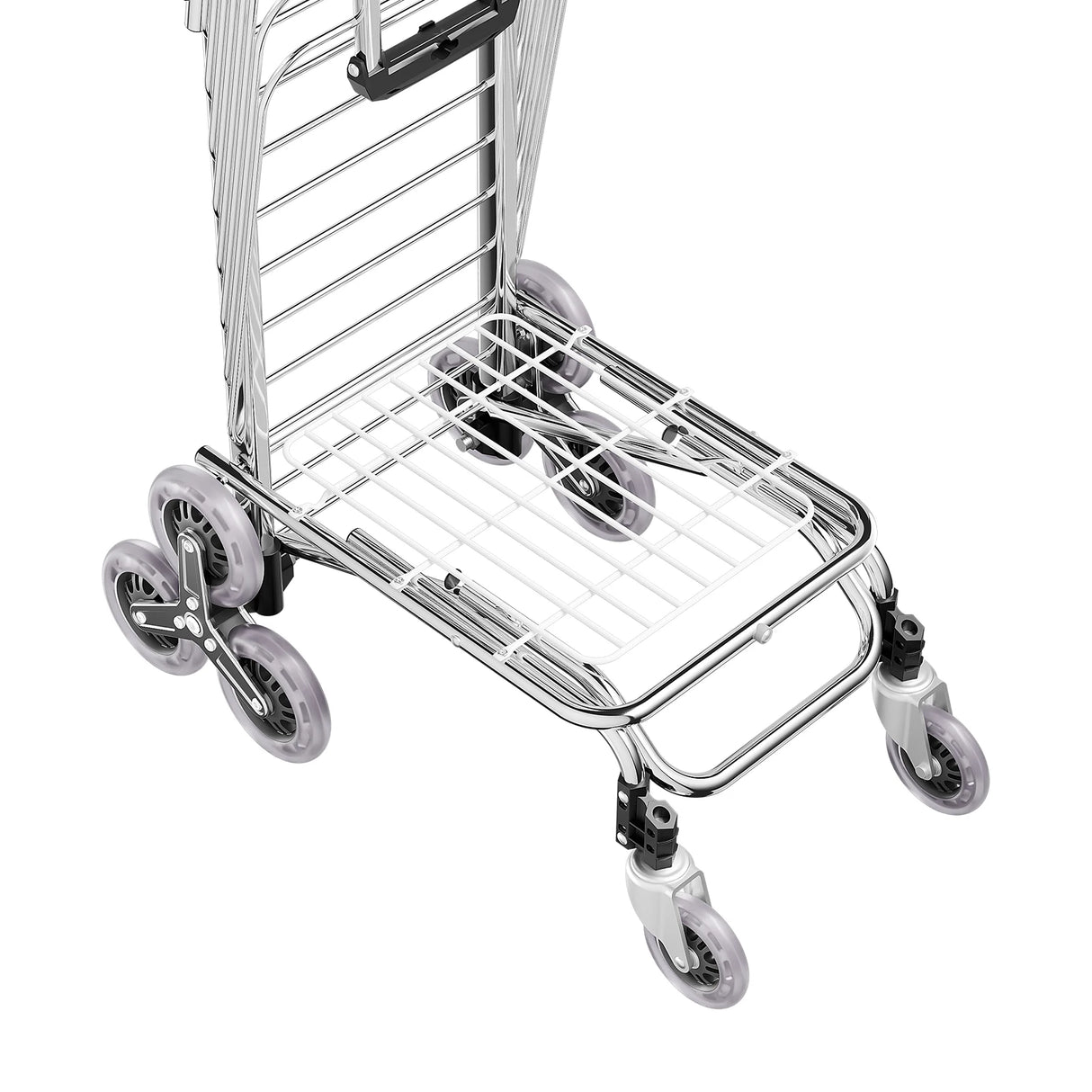 Foldable Shopping Cart with Wheels, 40kg Capacity Portable Grocery Trolley for Supermarket Market Travel Stair Climbing