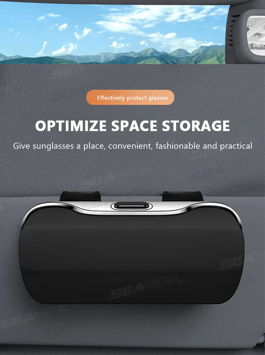 Car Glasses Box Portable Press Switch Sunglasses Holder Support Driver Goggle Case Car Sun Visor Eyeglasses Storage Box