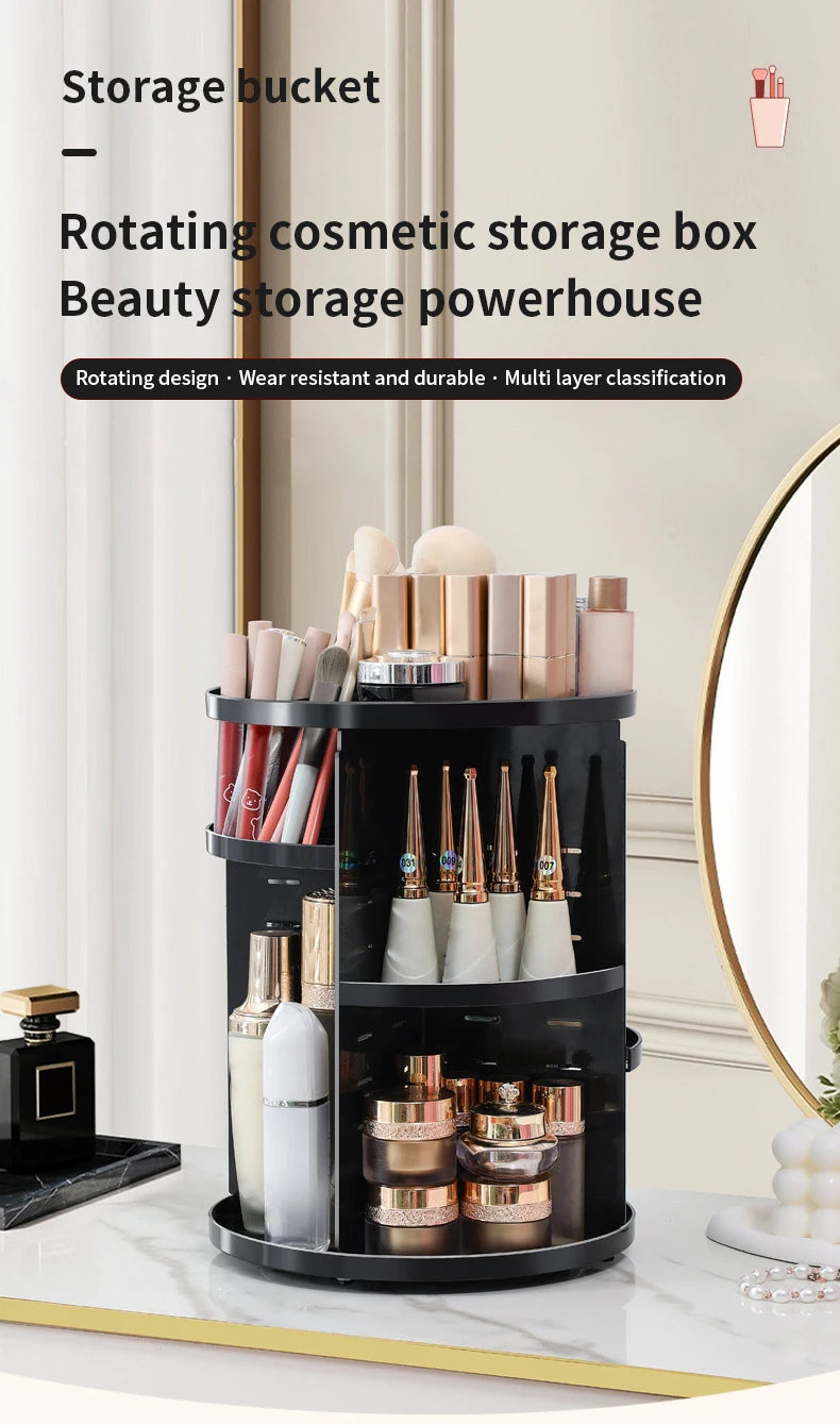 360 Degree Rotating Makeup Storage Box Rotating Layer Transparent Desktop Organizer Home Dresser Perfume Skin Care Shelf