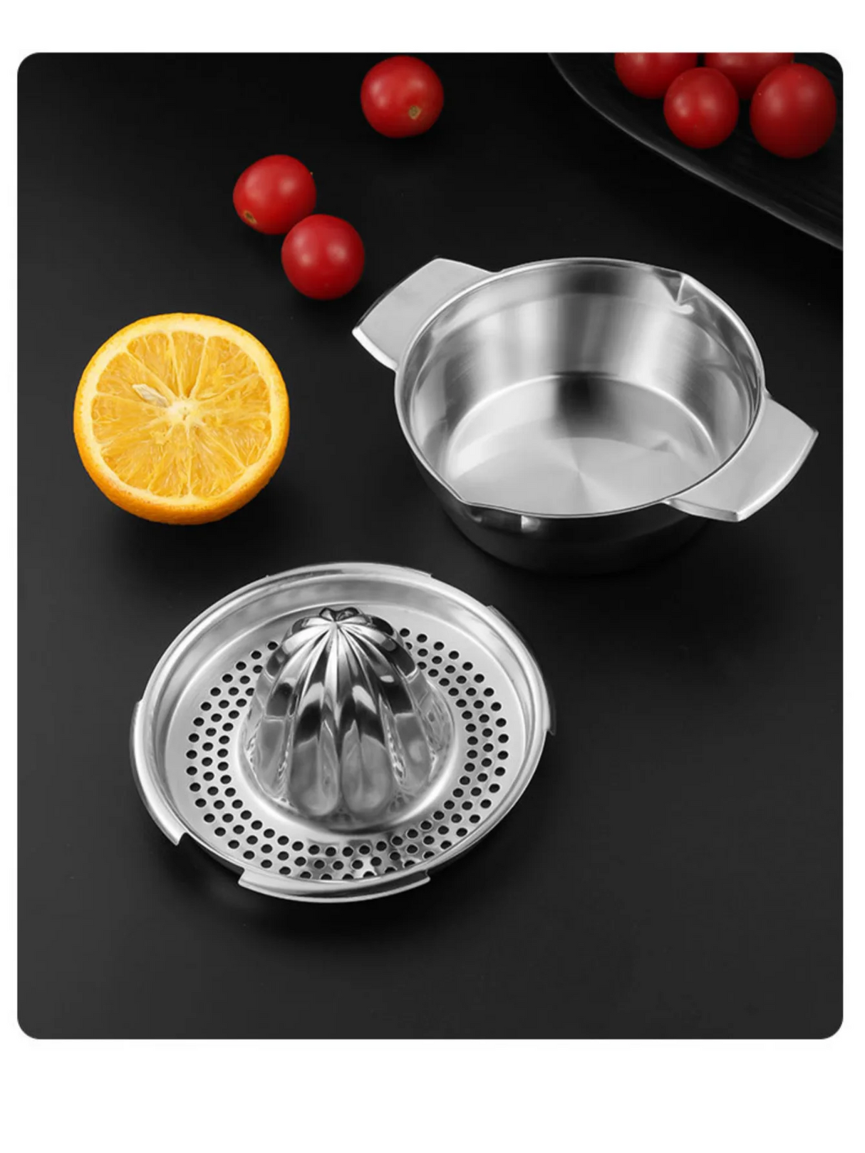 Manual Stainless Steel Lemon Orange Squeezer Citrus Juicer Hand Press with Bowl And Strainer for Fresh Juice Extraction