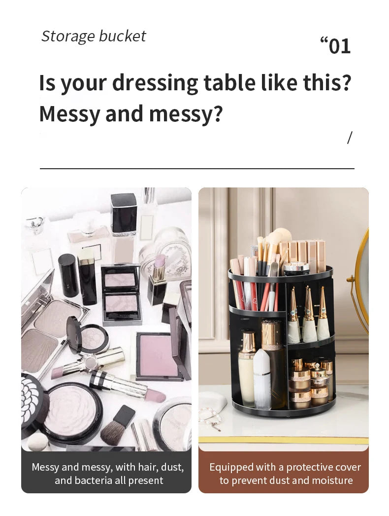 360 Degree Rotating Makeup Storage Box Rotating Layer Transparent Desktop Organizer Home Dresser Perfume Skin Care Shelf