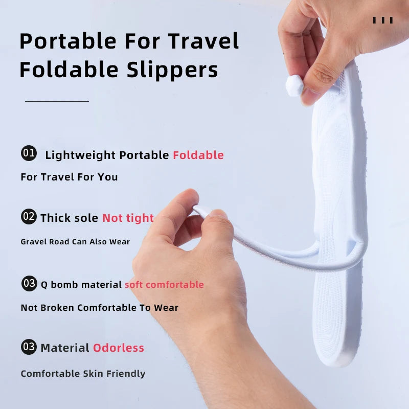 Folding slippers for travel and business trips, couple beach flip flops, hotel bath non slip slippers