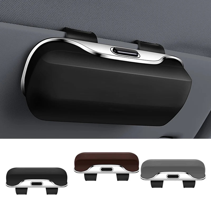 Car Glasses Box Portable Press Switch Sunglasses Holder Support Driver Goggle Case Car Sun Visor Eyeglasses Storage Box