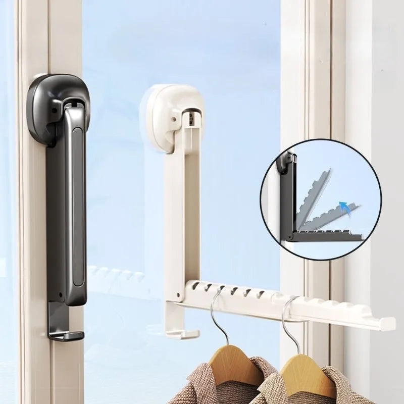 Folding Wall-mounted Clothes Drying Rack with Suction Cup Foldable Retractable Portable Clothes Drying Folding Clothes Racks