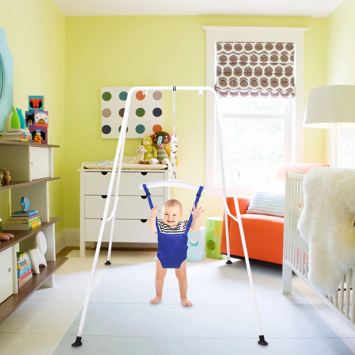 Baby Jumper Swing Outdoor Foldable Swing Set with Stand Multipurpose Playset,Outside Bouncers for Children 6 Months to 1.5 Years