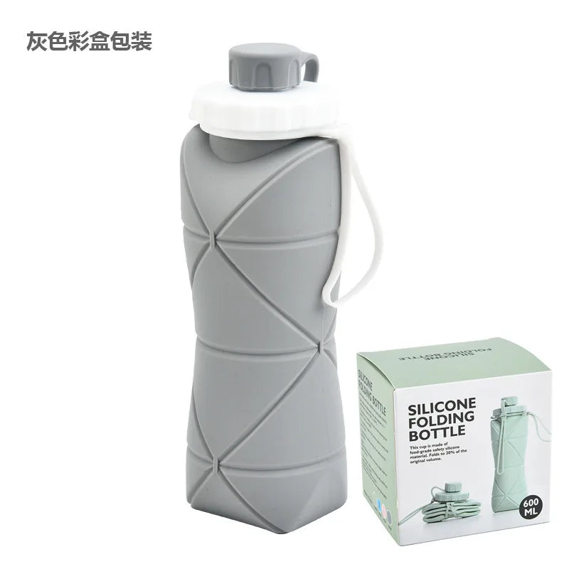 Silicone Collapsible Sports Water Bottles Outdoor Camping Folding Water Cup Large Capacity Travel Foldable Leakproof Kettle