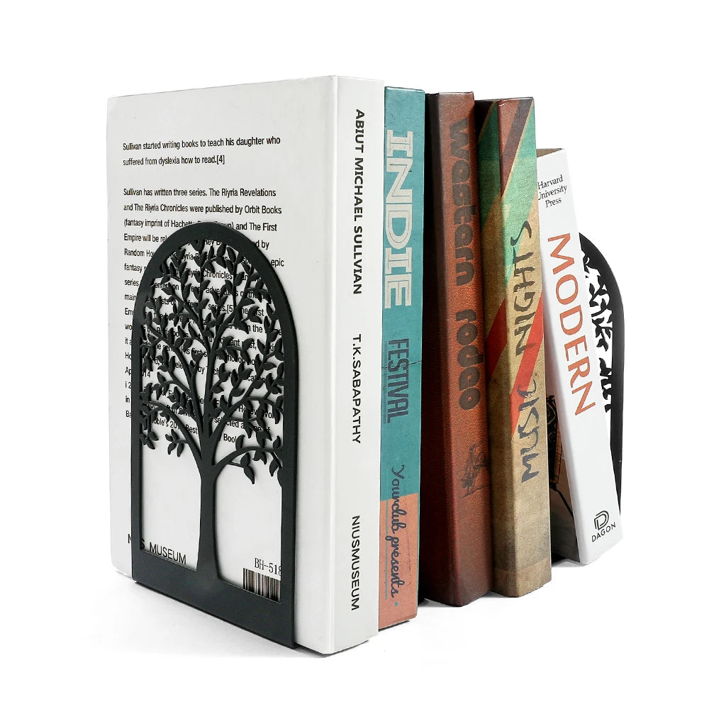 Black Tree of Life Desktop Book Ends Office Desktop Home Bookend Gift for Book Loves Office Desktop Iron Book rack