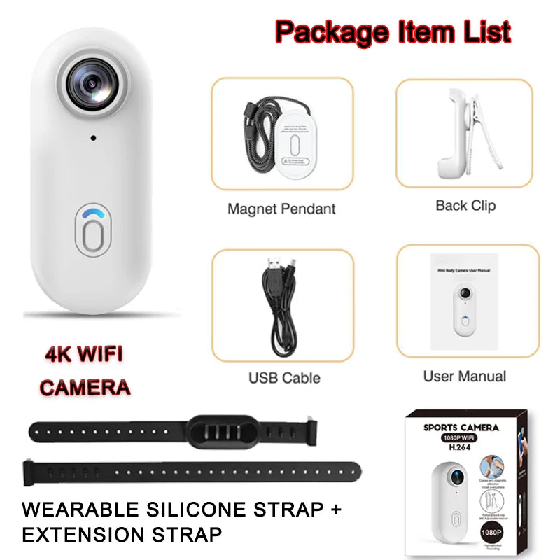 POV 4K Magnetic Body Cam Small Wireless Action Camera Magsafe Vlogging Recorder YouTube Sports Ultra Portable Smart Pro Camera