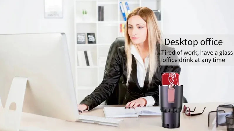 2-in-1 Car Cup Holder Cooler Warmer 12V Smart Temperature Control Rapid Heating/Cooling Mug For Travel/Office/Home