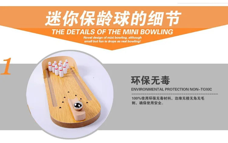 High-end small safe wooden children's educational innovation toys mini bowling set tabletop game wooden parent-child fun toys