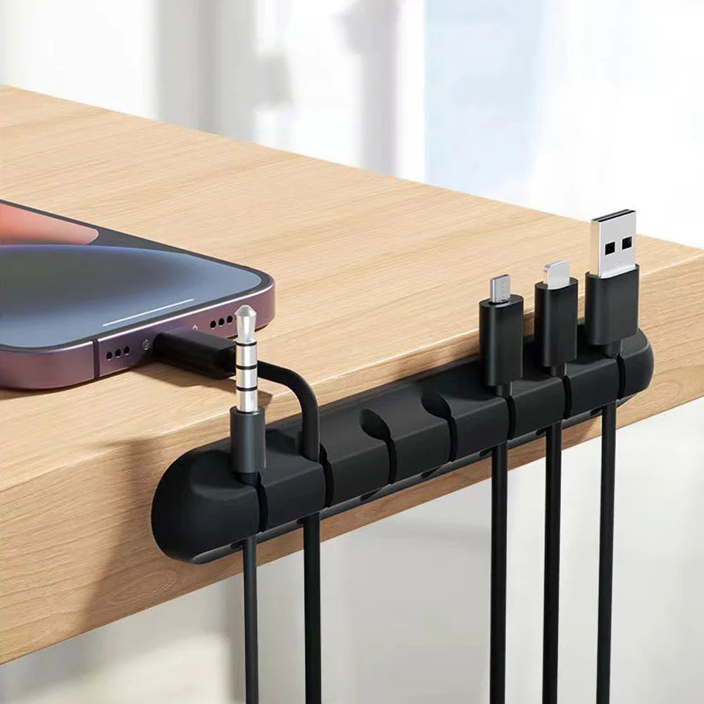 Cable Cord Wire Organizer Silicone USB Cable Winder Management Clips Self Adhesive for Mouse Keyboard Headset For iPhone Huawei