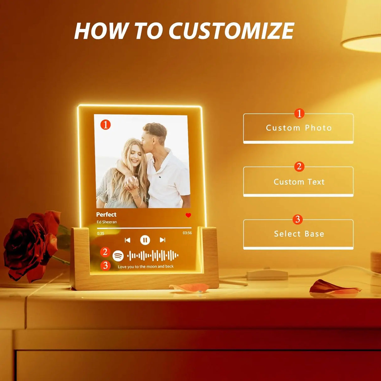 Customized Spotify Music Plaque Gifts For Anniversary Day Personalized Acrylic Photo Frame Lamp Custom Romantic Birthday Gifts