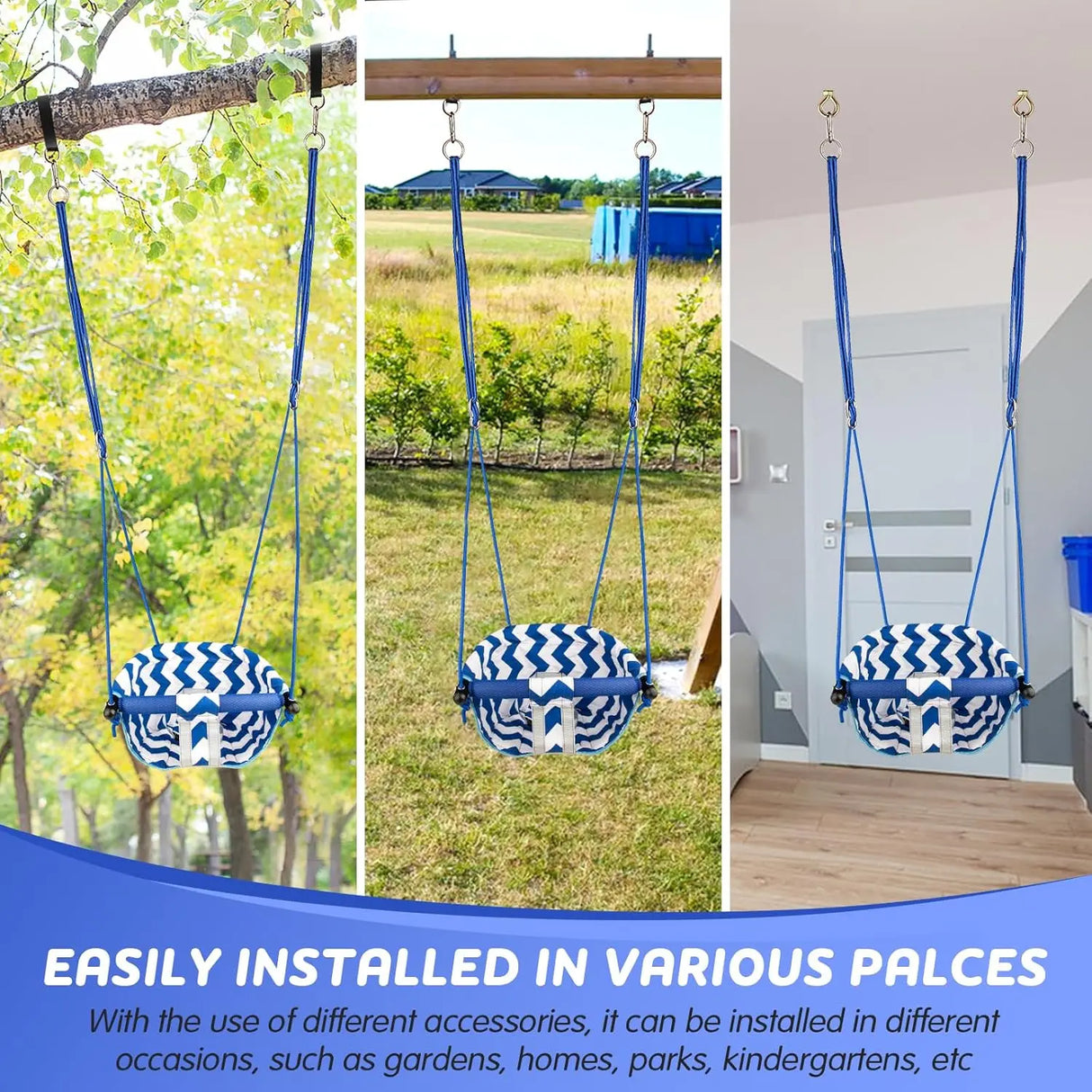 Adjustable Baby Swing with Safety Belt fit 6-96 Months Indoor Baby Hammock Hanging Swing Chair for Home,Courtyard & Backyard Use