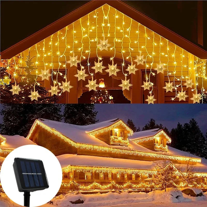 Solar Snowflake Lights Outdoor for Xmas Garden Patio Party Home Holiday New Year Celebration Decor