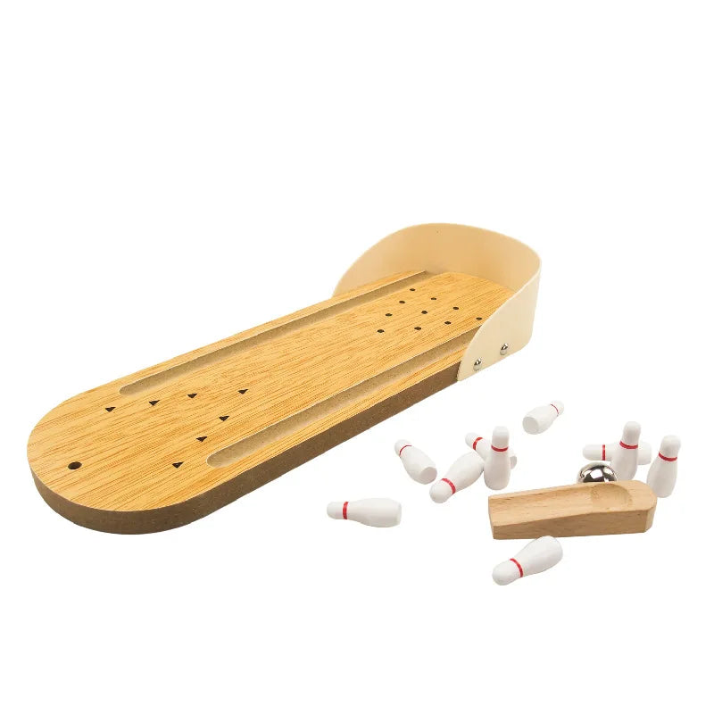High-end small safe wooden children's educational innovation toys mini bowling set tabletop game wooden parent-child fun toys