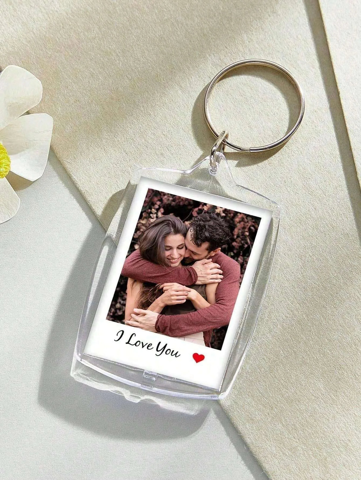 Custom Photo And Text Keychain, Personalized Acrylic Keychain, Couple Keychain, Birthday's Gift, Anniversaries, Couples Gift.