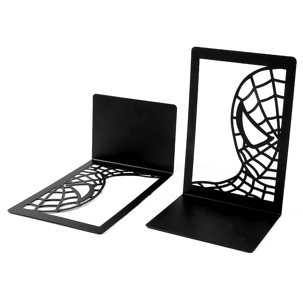 Handsome Spider Man Hollow Book Ends Heavy Duty Metal Bookend Office Desktop Book Rack Office supplies Bookshelf for Book Lovers