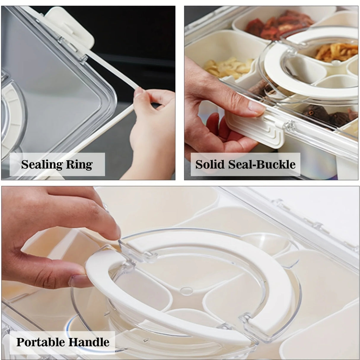 8 Grids Divided Serving Tray Storage Box Kitchen Portable Sub-format Seasoning Separator Box Fresh-keeping Snack Fruits Food Box