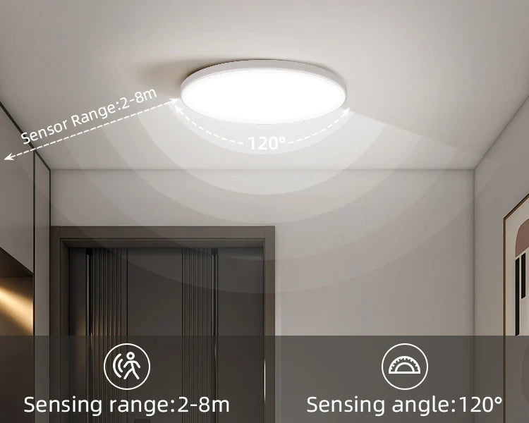Radar Sensor Ceiling Light Led Pacel Lamps for Bathroom Hallways Porch Waterproof 20W 30W Smart Ceiling Lamp Led Panel Lighting