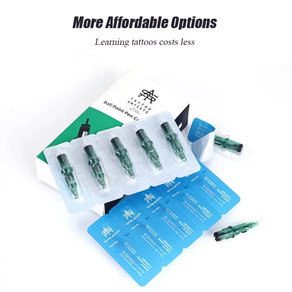 10pcs Tattoo Integrated Ballpoint Pen Disposable 5 Colors Universal Tattoo Drawing Practice Cartridge Needles for Rotary Machine