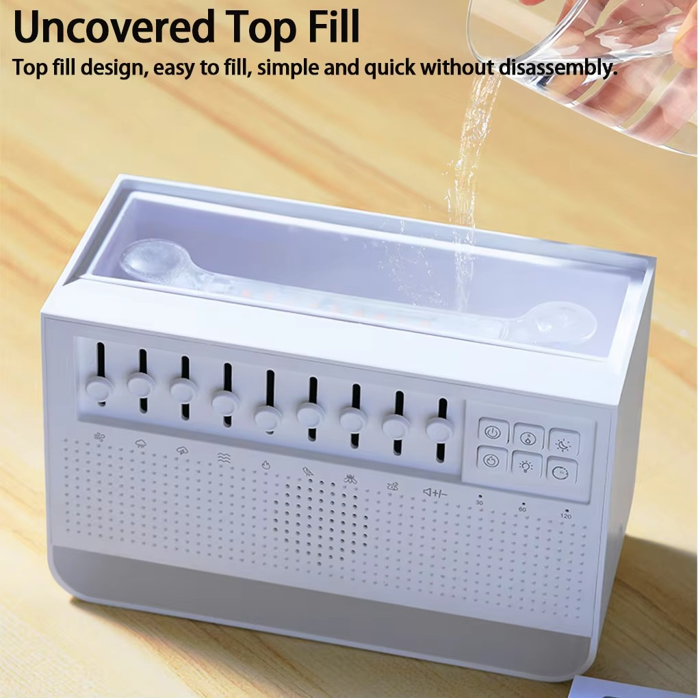 3 in 1 HIFI Bluetooth Speaker White Noise Sleep Aid Night Light Humidifier Machine with Free Combination of 8 Goup Nature Sound